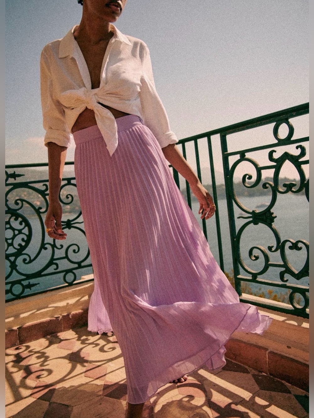 SEZANE Dilo pleated skirt in Lilac - Picture 1 of 9